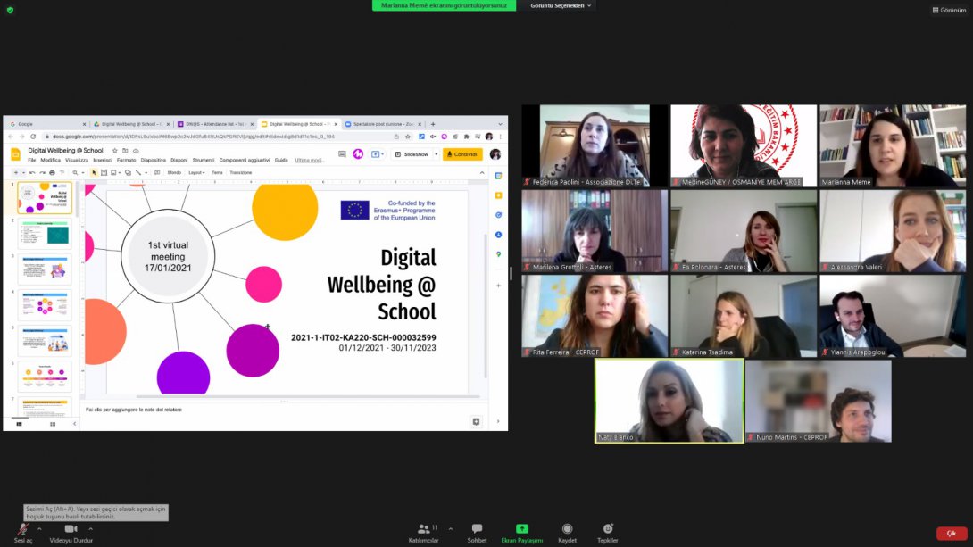 Digital Wellbeing@School Projemizin İlk Toplantısı Çevrimiçi Olarak Gerçekleştirildi