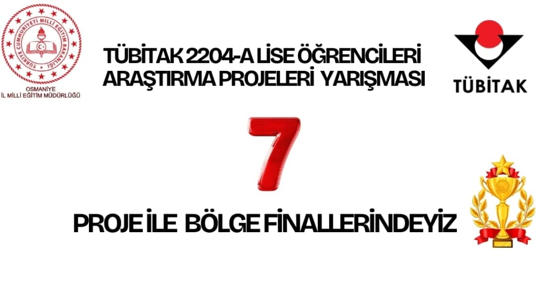 TÜBİTAK 2204 Lise Öğrencileri Araştırma Yarışmalarında 7 Proje ile  Bölge Finallerindeyiz